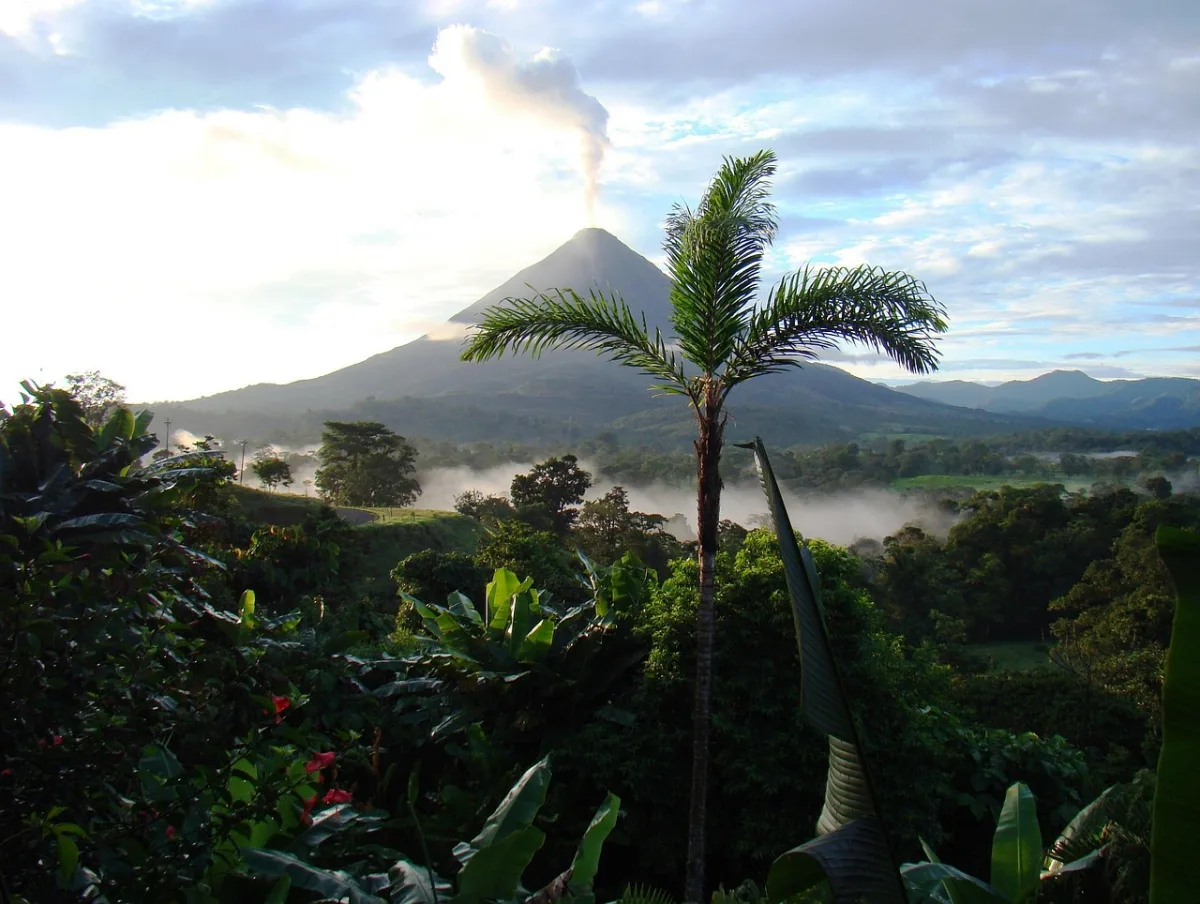 volcano and  eruption in Arenal Volcano, Costa Rica