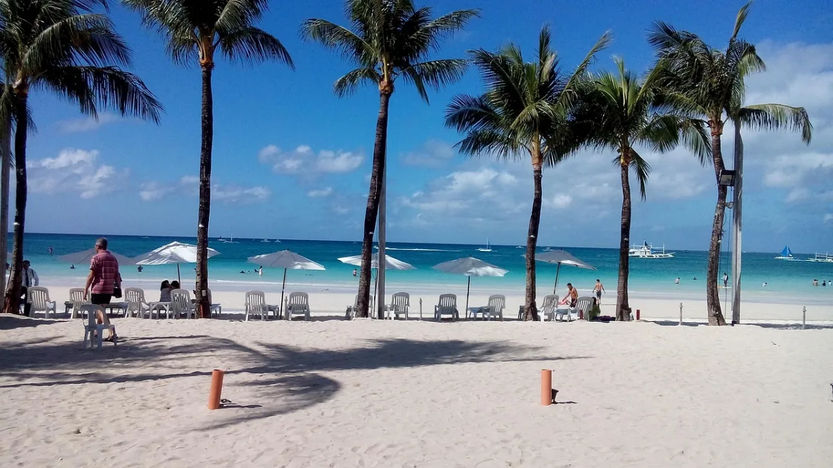 beach and  white sand in Boracay, Philippines