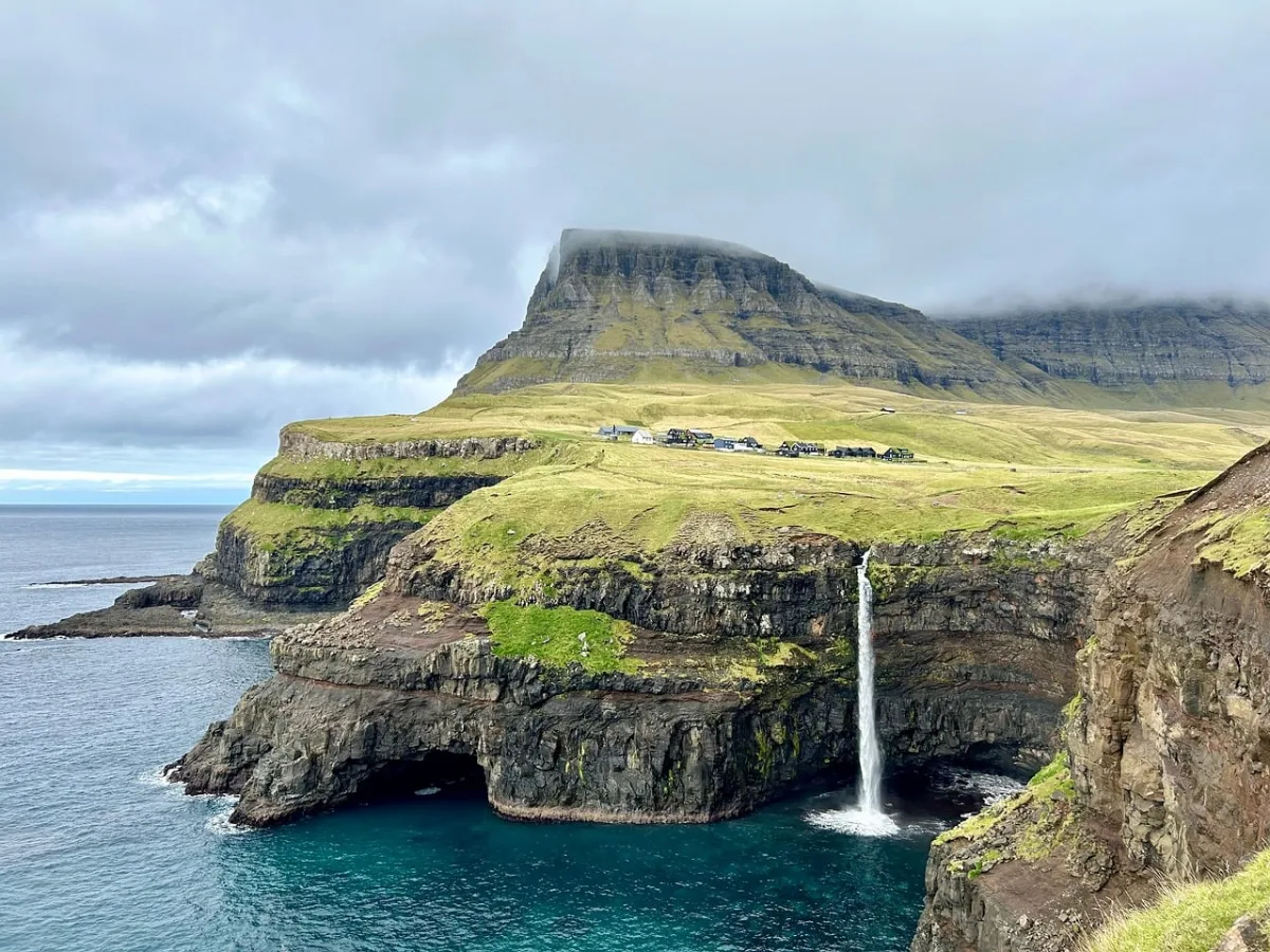 nature and  waterfall in Faroe Islands, Faroe Islands