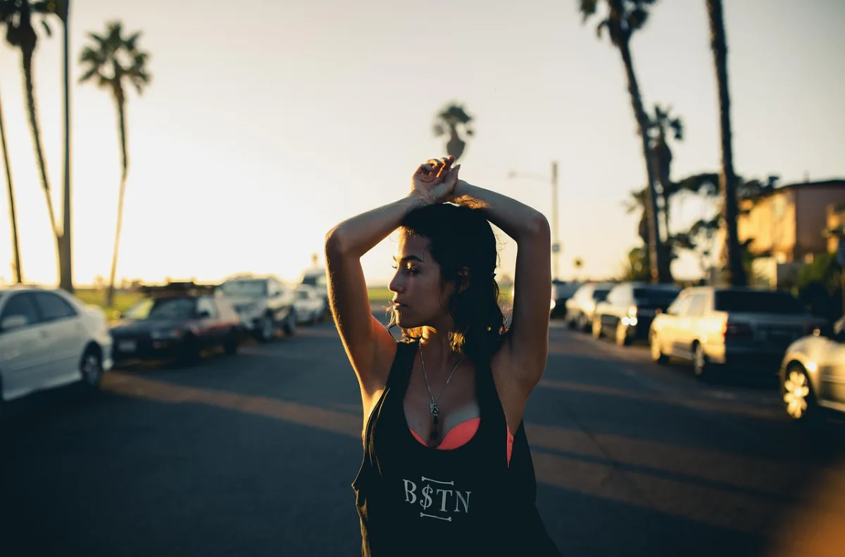 sunset and  woman in Los Angeles, United States