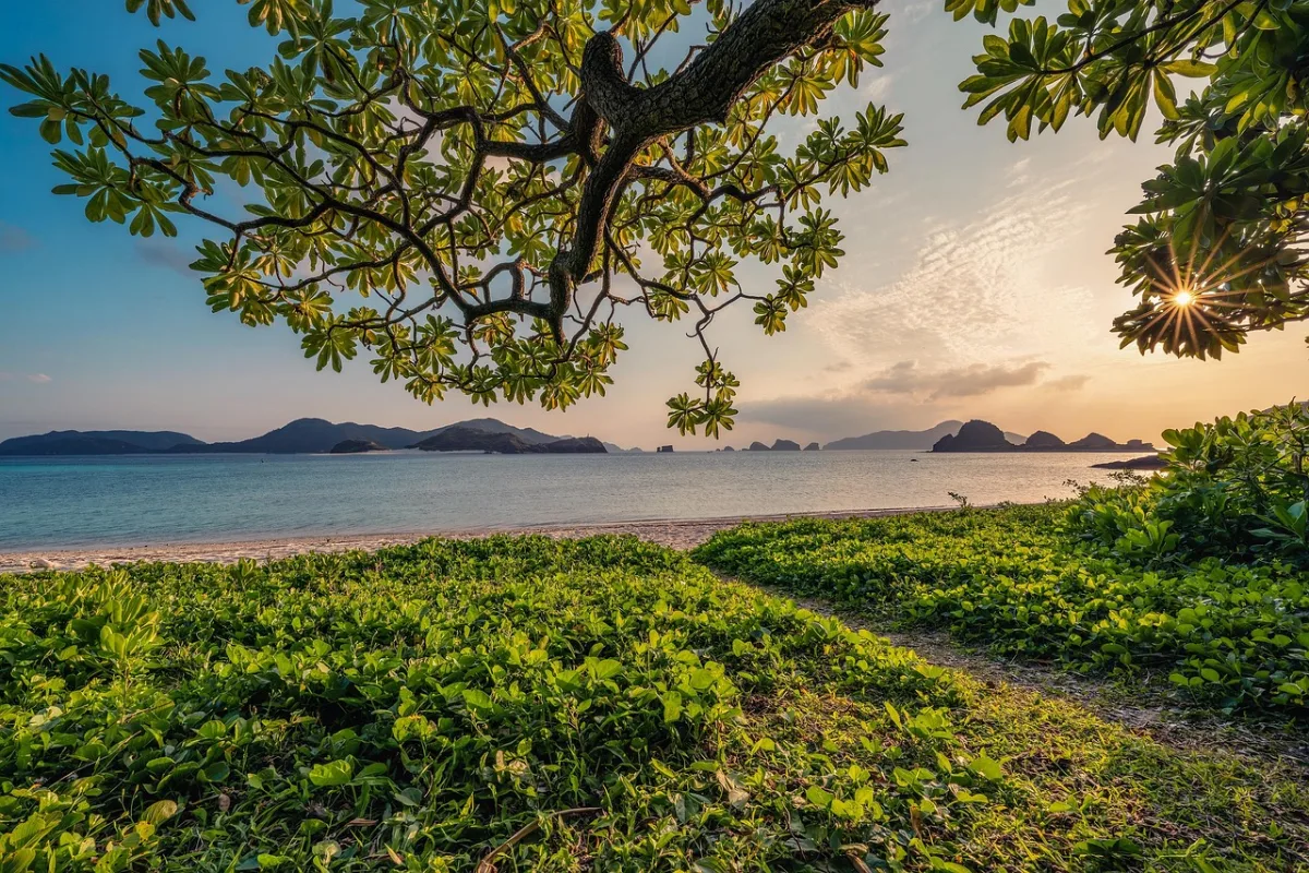 sunset and  sand in Okinawa, Japan