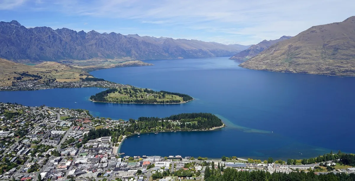 lake wakatipu and  queenstown in Queenstown, New Zealand