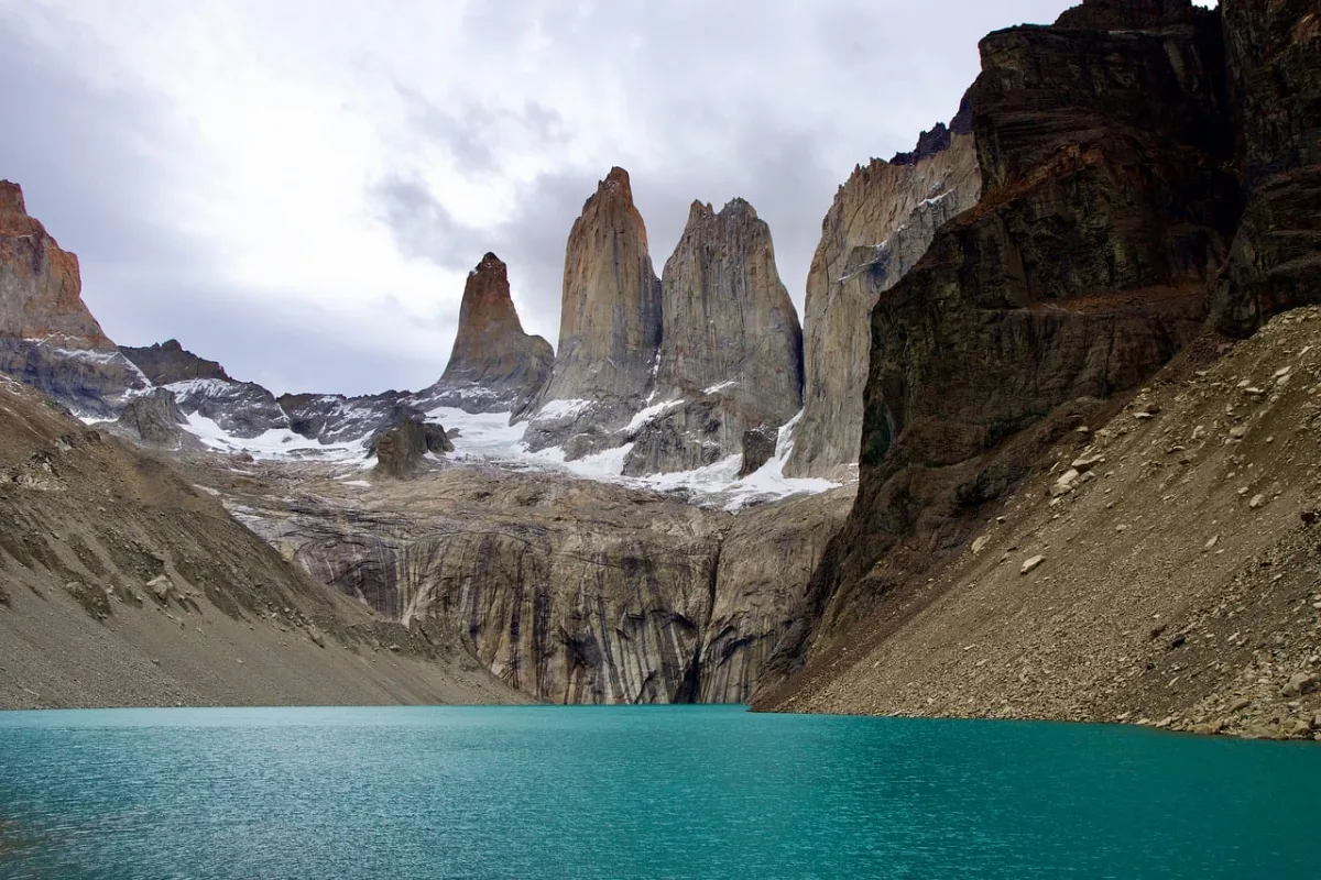 mountain and  lake in Torres del Paine, Chile